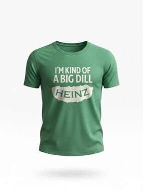Green 'I'm Kind of a Big Dill Retro Heinz' Graphic T-Shirt Large